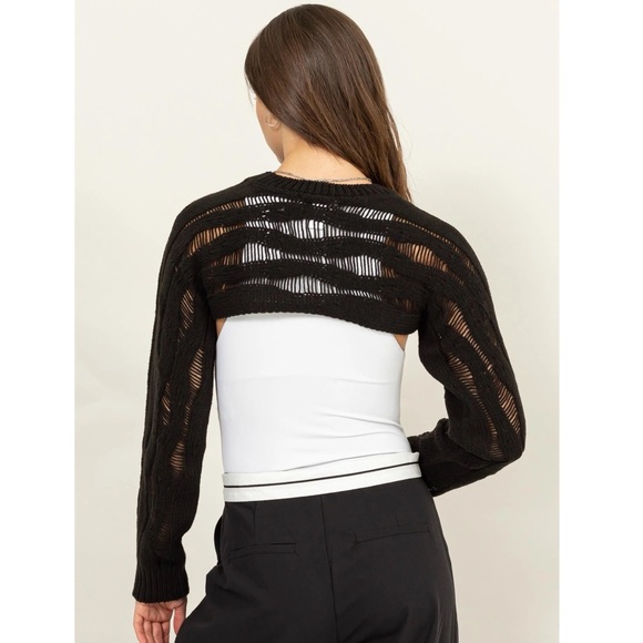 Hyfve Black Open Knit Shrug Sweater - Picture 2 of 4